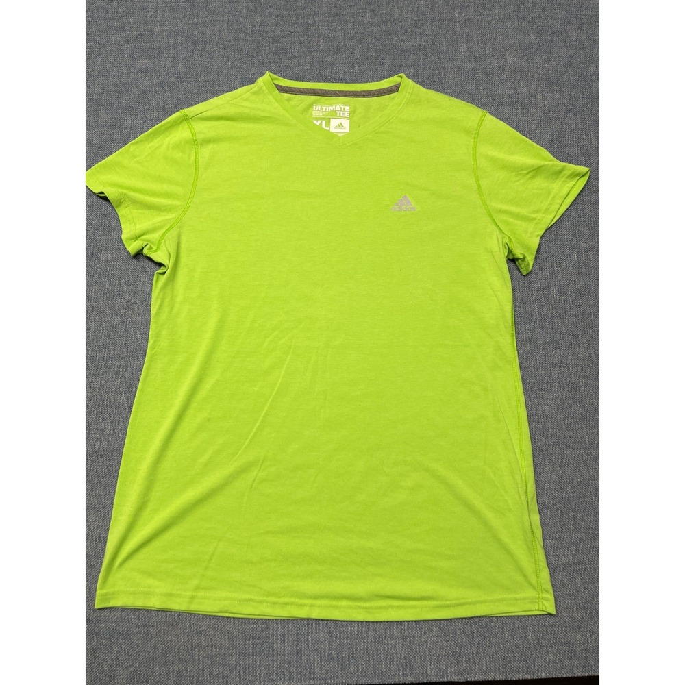 Adidas Ultimate Tee Kids XL Lime Green V-Neck Short Sleeve Performance Shirt